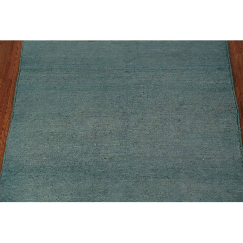Blue Gabbeh Modern Rug Handmade Wool Carpet - 3'3" x 4'10"