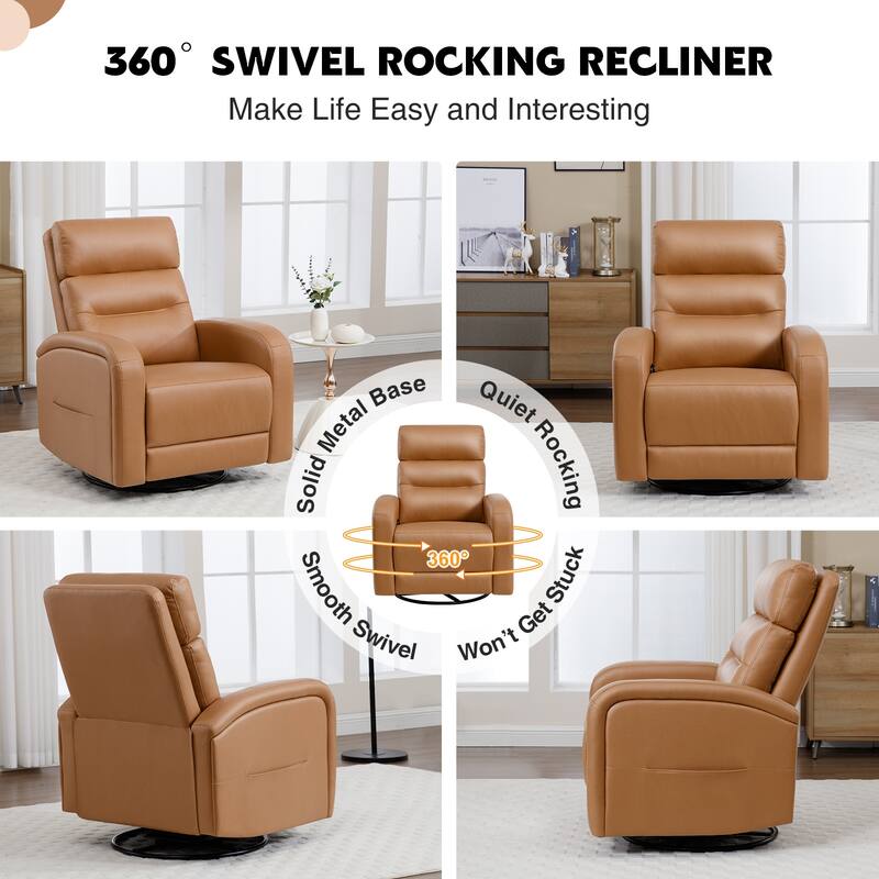 Aemeios Faux Leather Swivel Glider Rocker Manual Recliner Set of 2