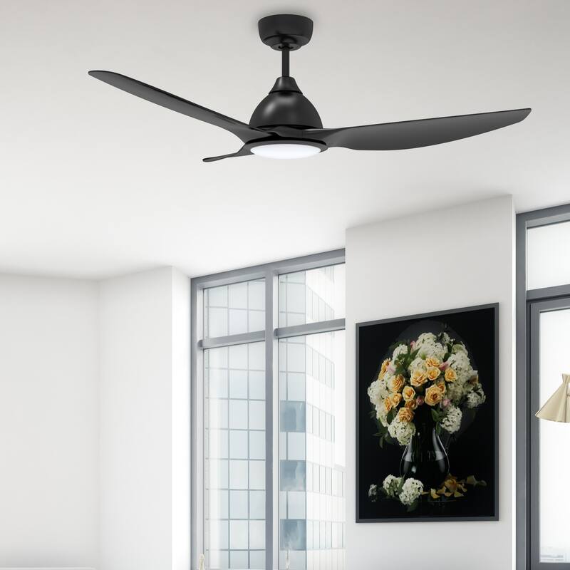 CARRO Karlstad 52" 3-Blade Indoor Smart Ceiling Fan with LED Light and Remote Control - Black