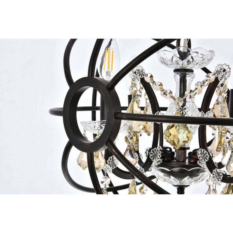 Royce Edge 4 light Dark Bronze Pendant - dark bronze (royal cut golden teak crystals)