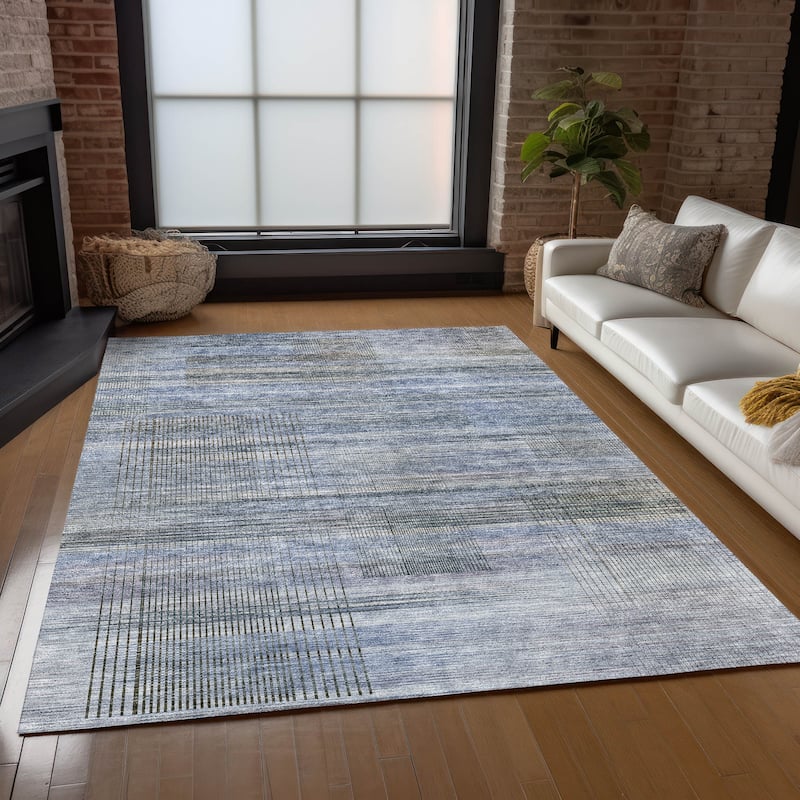 Machine Washable Indoor/ Outdoor Chantille Contemporary Imprints Rug