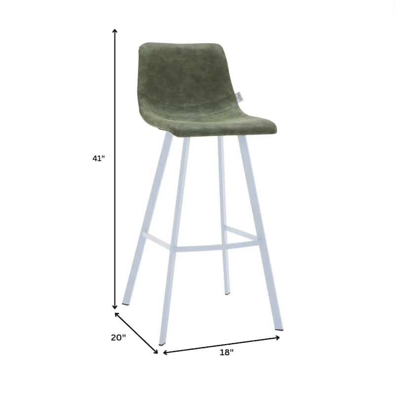 Elland Leather Bar Stool - Modern Counter Height Stool with White Stainless Steel Legs for Kitchen Island or Home Bar Set of 2
