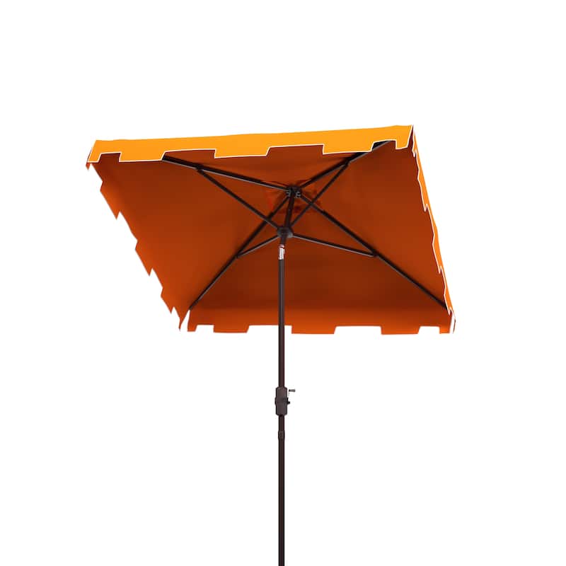 SAFAVIEH Outdoor Living Zimmerman 7.5-foot Square Market Umbrella - Orange/White