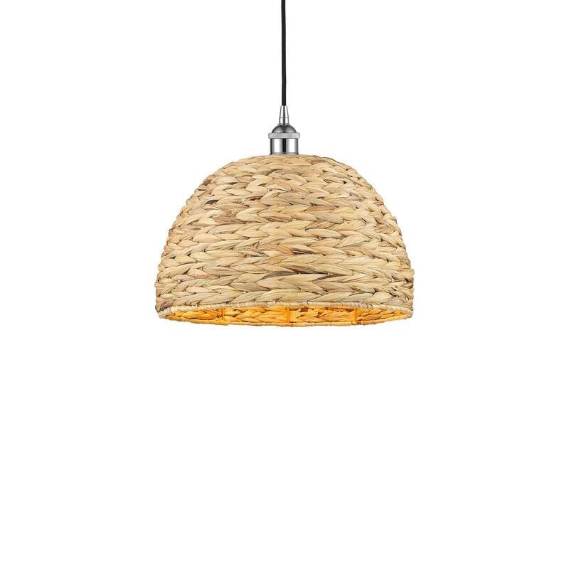 Innovations Lighting 616-1P-13-16 Woven Rattan Pendant Woven Rattan - Polished Chrome / Natural