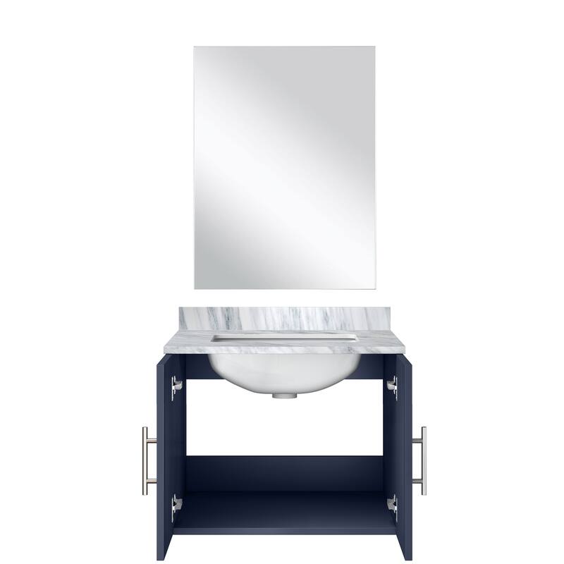 Geneva Bath Vanity with Carrara Marble Top, Sink & Mirror