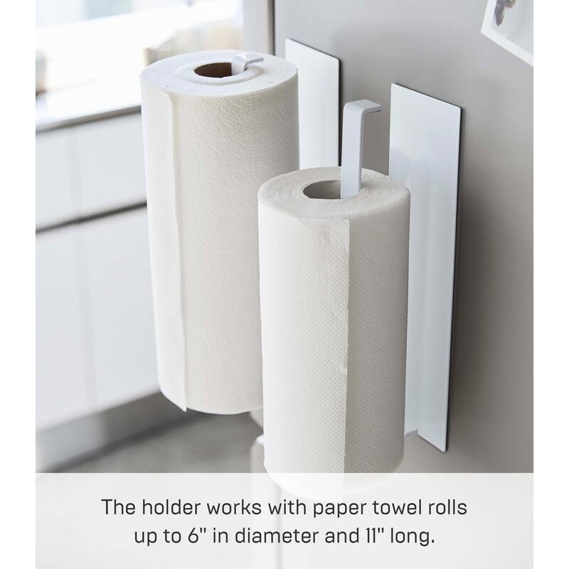 Yamazaki Home Magnetic Paper Towel Holder, Steel, Holds 2.2 lbs - L 2.95 x W 3.15 x H 11.42 inches