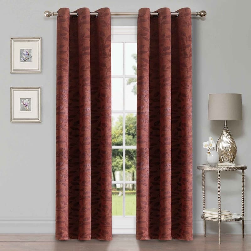 Superior Modern Bohemian Leaves Room Darkening Curtains with Grommets