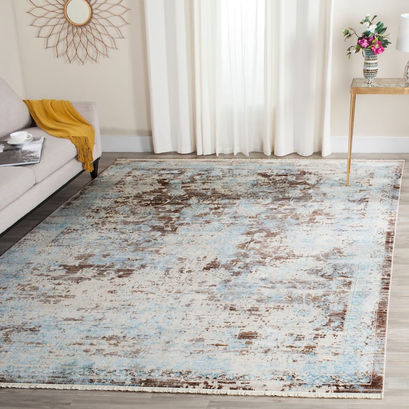 SAFAVIEH Vintage Distressed Boho Persian Sînziana Oriental Polyester Rug - 8' x 10' - Brown/Light Blue