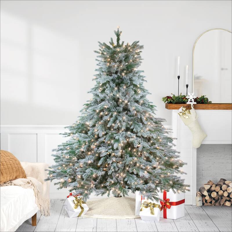 7.5' Full Flocked Jasper Balsam Fir Artificial Tree Clear Lights - 7.5 Foot