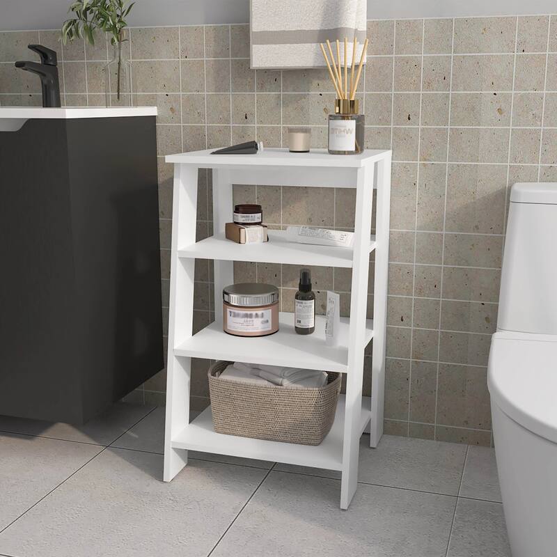 Freestanding Bathroom Shelf with Open Storage - White