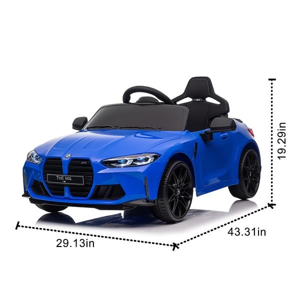 dimension image slide 2 of 3, 12V Licensed BMW M4 Ride-On Car for Kids with Remote Control, Adjustable Speed, Music, Bluetooth, and Portable Handle
