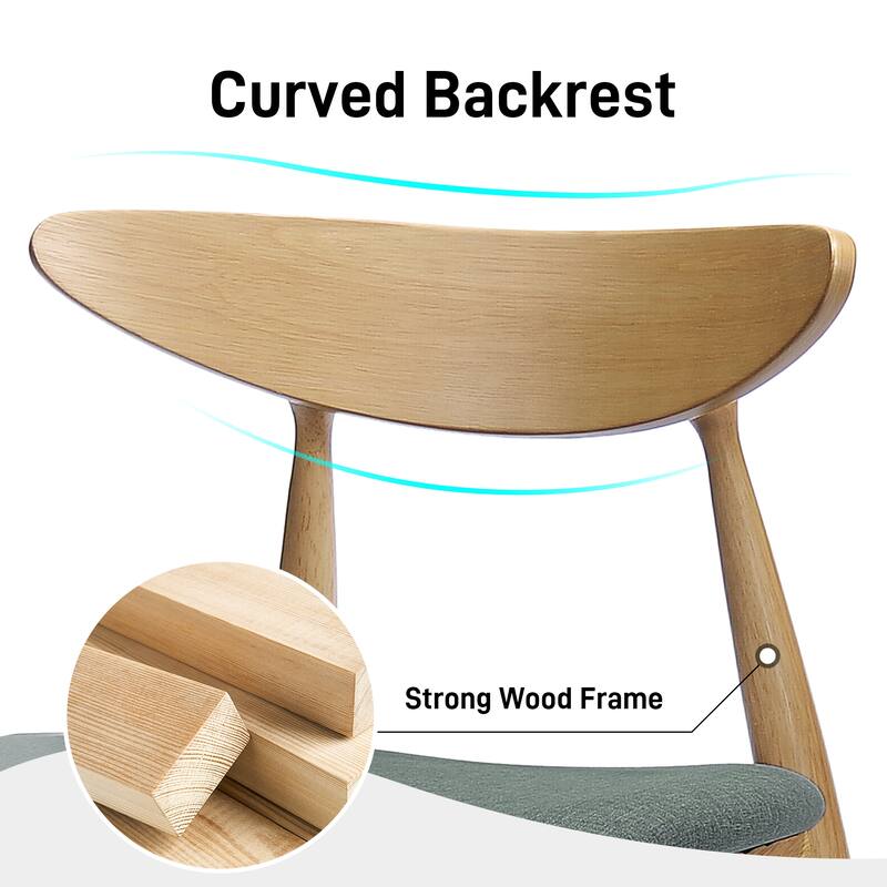 Set of 2 Retro Rubberwood Chairs with Ergonomic Back & Plush Cushions