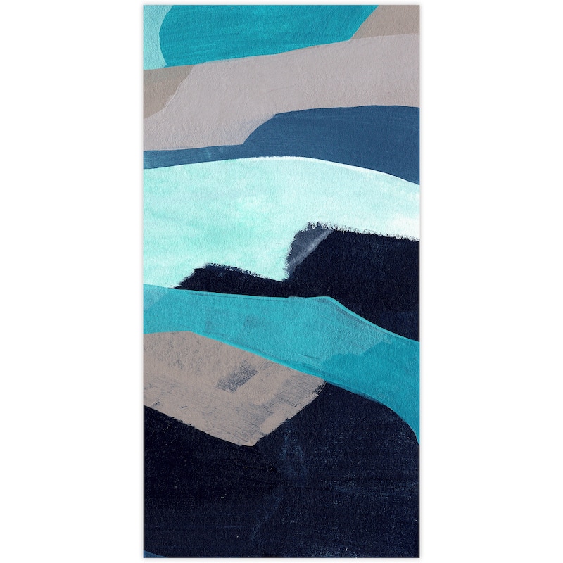 "Puzzle Blues D" Frameless Free Floating Tempered Glass Panel Graphic Wall Art