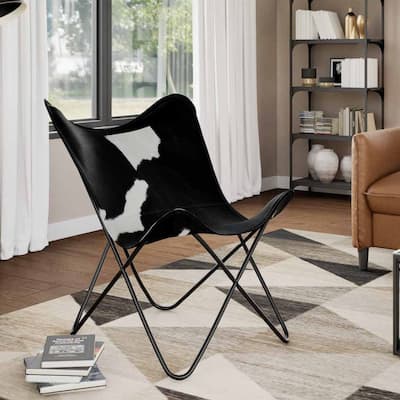 vidaXL Butterfly Chair, 17.91 x 25.79 x 4.13 Inches, Black & White