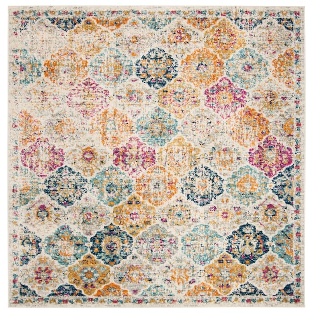SAFAVIEH Madison Avery Boho Chic Distressed Area Rug - 11' x 11' Square - Cream/Multi