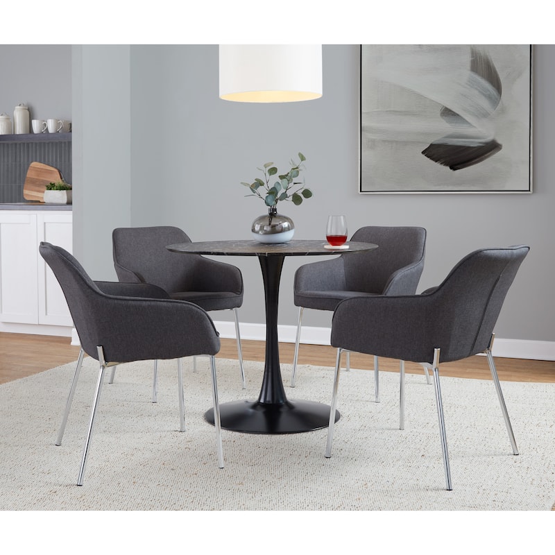 Silver Orchid Galotti Chrome Upholstered Dining Chair (Set of 2)