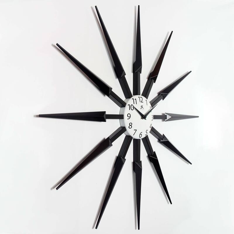 Celeste Starburst Mid-Century Modern Unique Large Wall Clock 24 inch by Infinity Instruments - 24.5 x 1.75 x 24.5