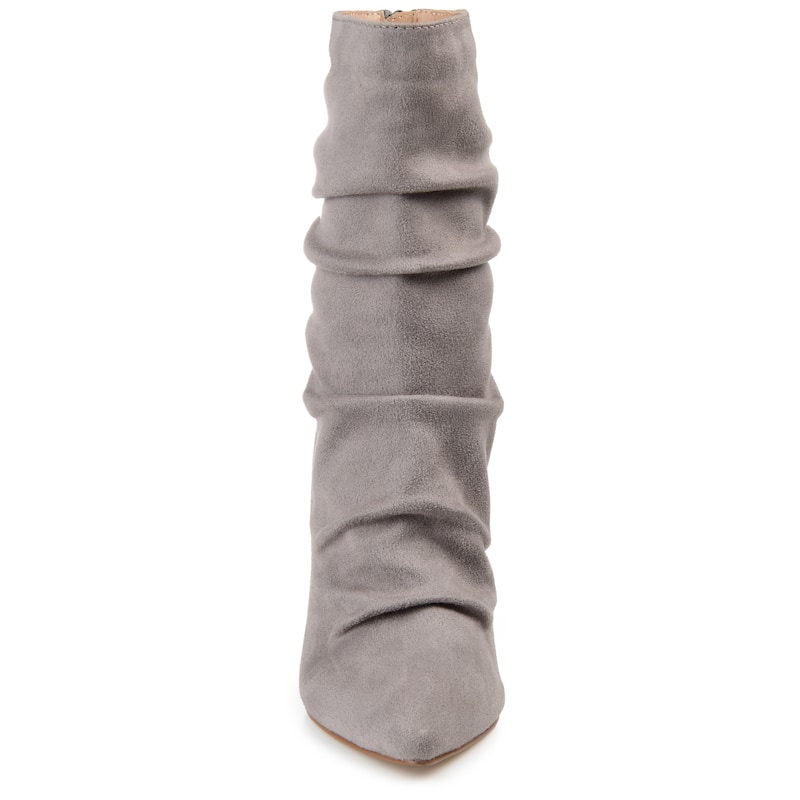 Journee Collection Women's Markie Back Heel Zip Stiletto Booties - Medium - Grey - 7