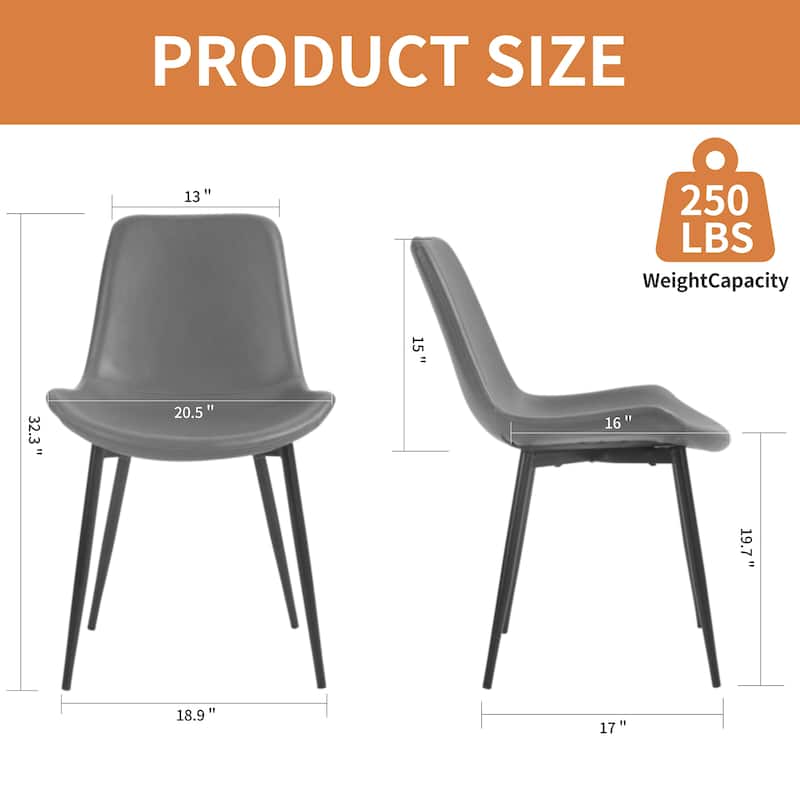 Alary Caramel Brown Faux Leather Modern Dining Chair (Set of 2)