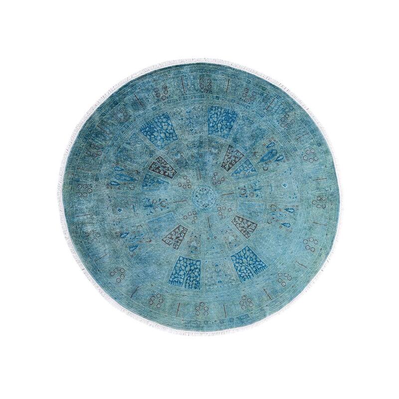 Contemporary Overdyed Wool Hand Knotted Round Area Rug - 6' 1" x 6' 1"