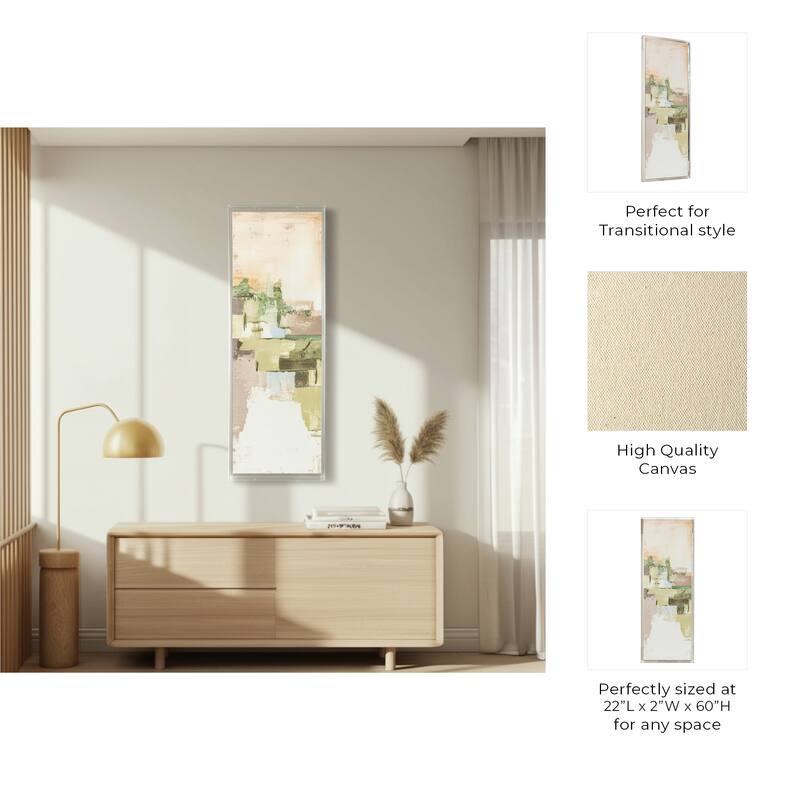 Canvas Wall Art Wood Frame Abstract Neutral Modern Finish - 60" Multi