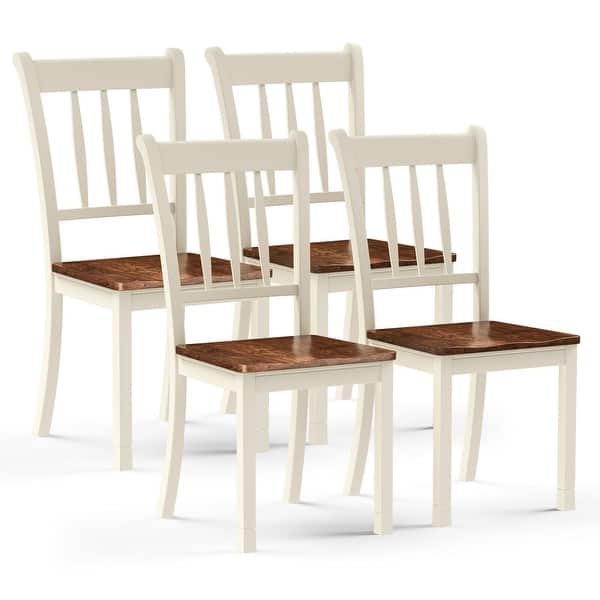 slide 2 of 6, Gymax 4PCS Wooden Dining Side Chair High Back Armless Home Furniture - See Details Short - See Details - 4-Piece - White - Set of 4