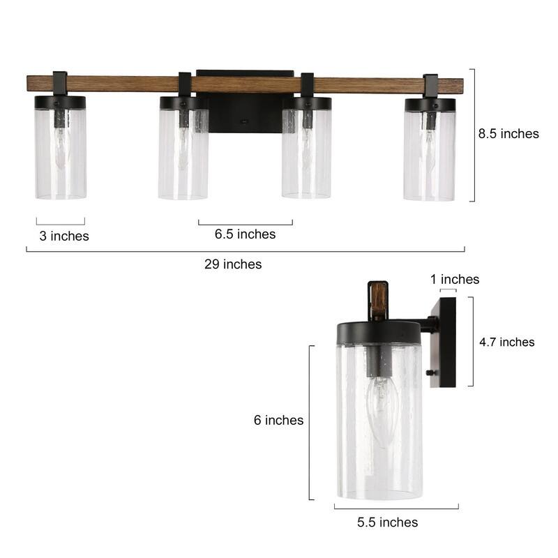 Fora Modern Farmhouse Glass Bathroom Vanity Light Dimmable Wall Sconce