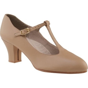 Capezio Womens Jr. Footlight T-Strap Character Shoe, Caramel, 9.5M