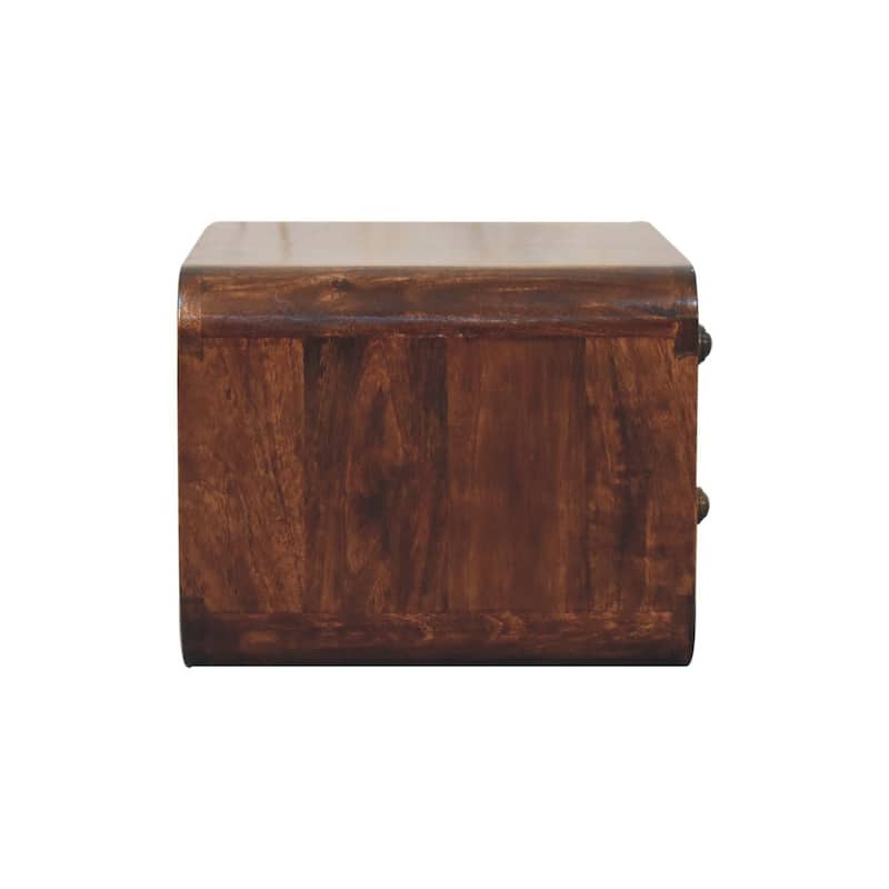 HomeRoots 18" Brown Solid Wood Two Drawer Floating Nightstand