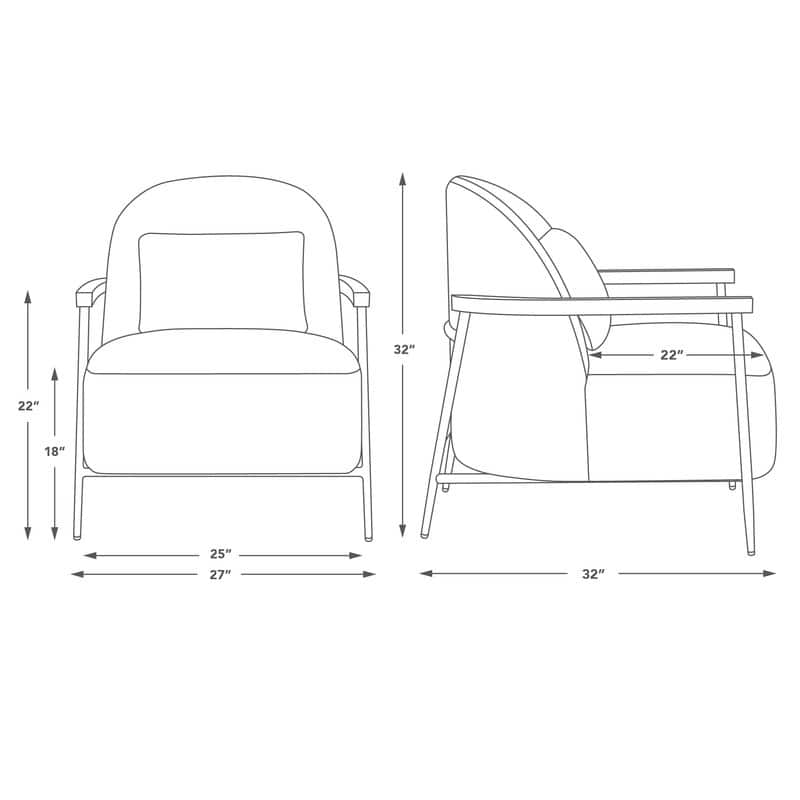 Spruce & Spring Anthony Modern Upholstered Faux Sherpa Chair with Wood Arms&Metal Legs