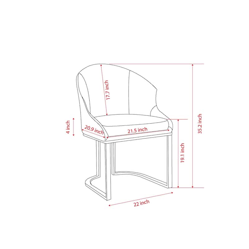 2 Piece PU Leather Kitchen Dining Chair with Backrest, Cushion, Gold Steel Legs for Dining Room Kitchen Living Room Bedroom