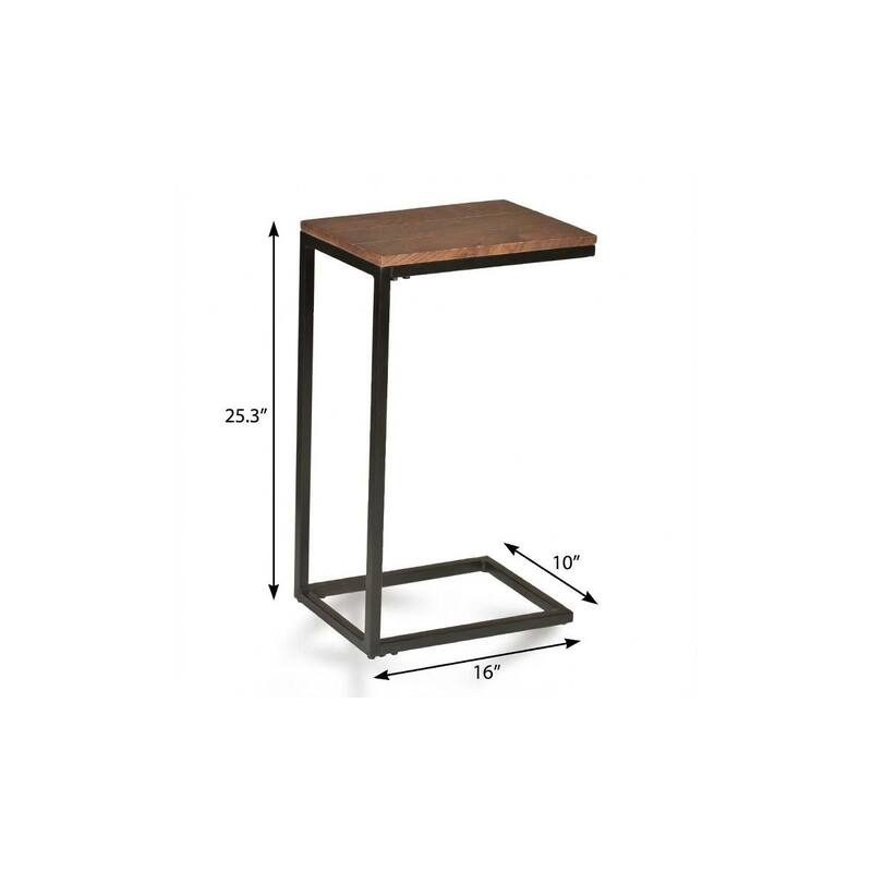 HomeRoots 25" Black And Chestnut Solid Wood Rectangular End Table - 10.00 in. x 25.30 in. x 16.00 in.
