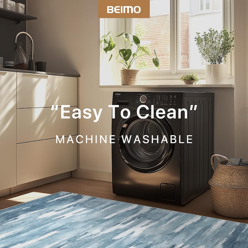 Mcow Modern Abstract Machine Washable Low Pile Area Rugs - 8'X10'