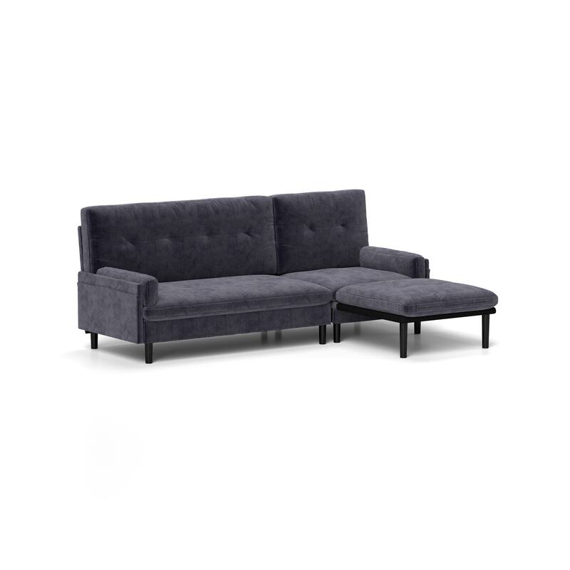 Modern Convertible Sofa Bed with Adjustable Backrest and Velvet Upholstery for Living Room and Guest Room