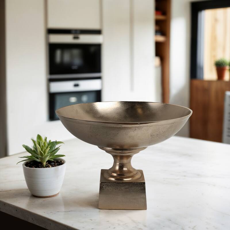 Aluminum Decorative Bowl Modern Pedestal Base Home Decor - 15" Gold - 20" x 20" x 15" - Gold/ Metallic - 20" x 20" x 15"