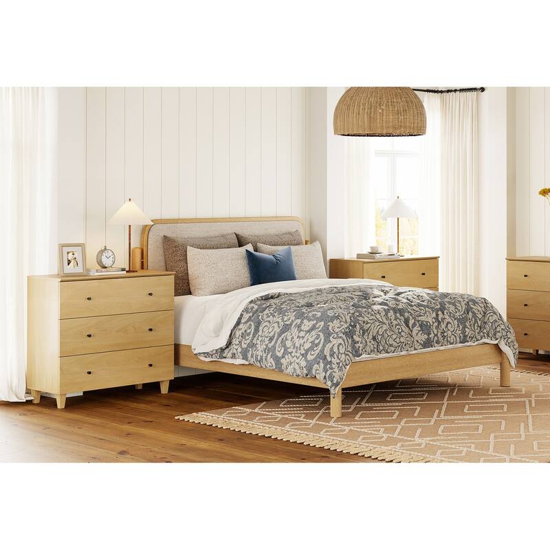 WAMPAT 3 Drawer Nightstand for Bedroom, 35 Inches Wide