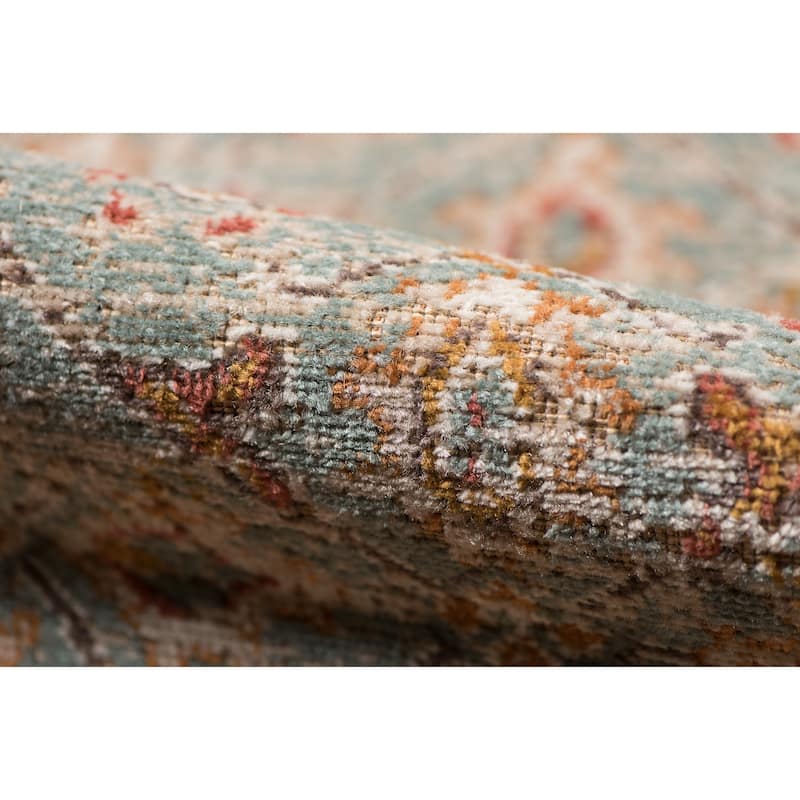 Ethereal Kina Vintage Floral Teal/Sienna Area Rug