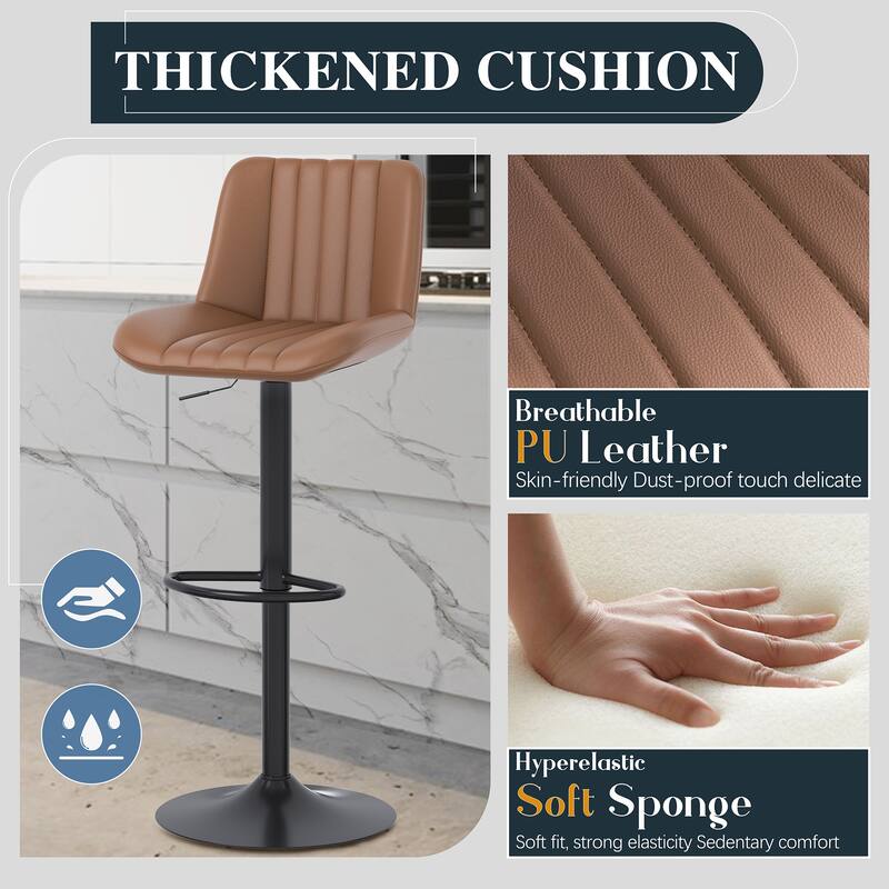 Futzca Swivel Bar Stools Set, 360 Degree Rotating Bar Stool with Adjustable Height, Set of 2