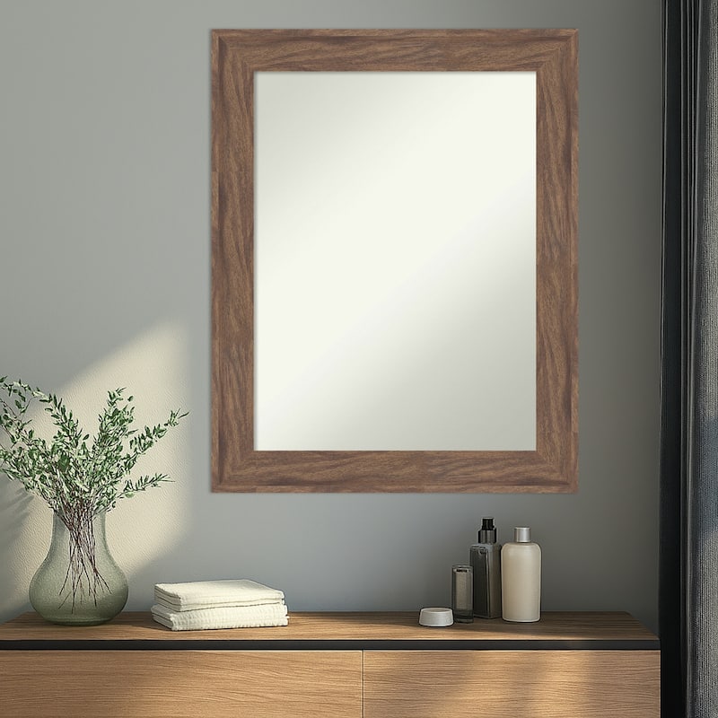 Pia Medium Brown Non-Beveled Framed Wall Mirror - Pia Medium Brown