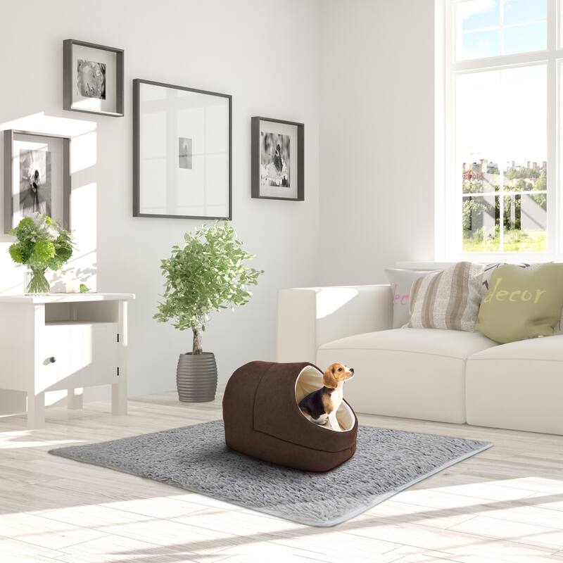 GOOPAWS Cave Covered Cat & Small Dog Bed