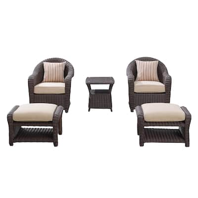 Martha Stewart Preston 5-Piece Outdoor Conversation Set in Dark Brown