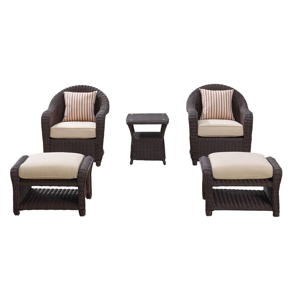Martha Stewart Preston 5-Piece Outdoor Conversation Set in Dark Brown