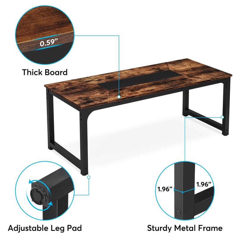 6.5FT Modern Conference Table for Meeting Room, Home Office - 78.9" L x 39.3 W x 30.3" H