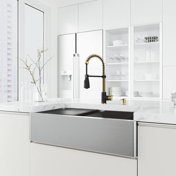 VIGO 36 in. Apron Front Double Bowl Stainless Steel Farmhouse ...