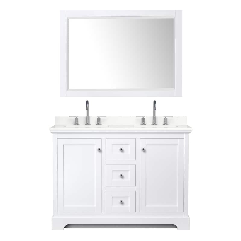 Avery 48-inch Double Vanity, Quartz Top, 46-inch Mirror