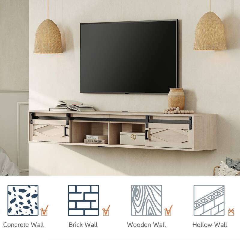 Floating TV Stand with Charging Station for TVs up to 80 Inches