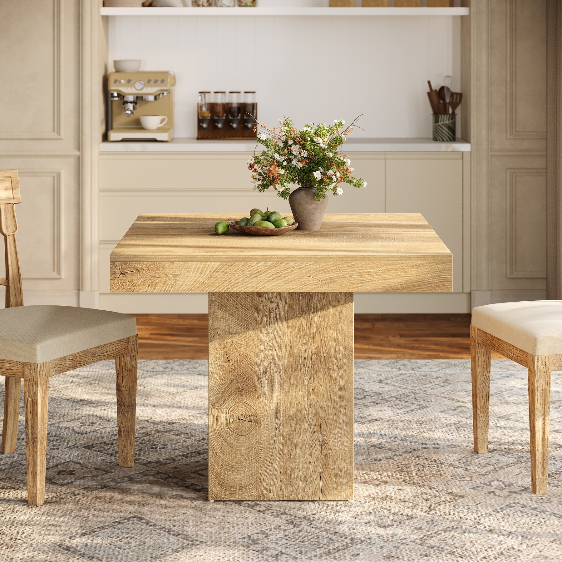 39" Farmhouse Square Pedestal Dining Table for Dining Room/ Kitchen - 39" W x 39" D x 31.5" H