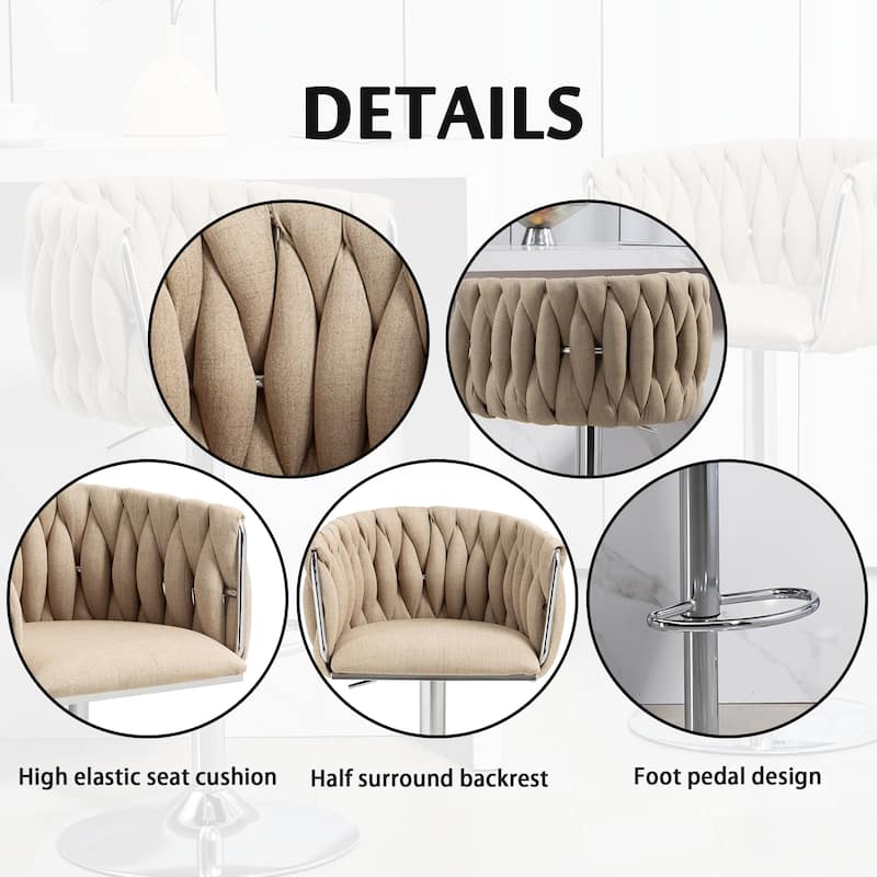 Set of 2 Adjustable Swivel Bar Stools