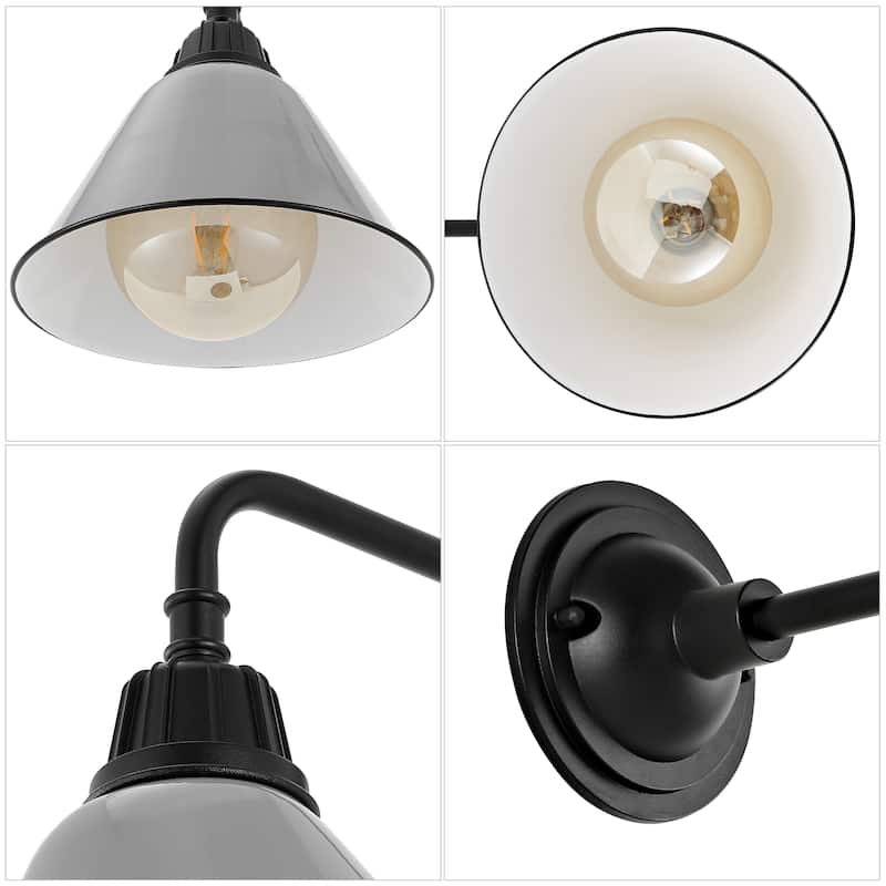 Aurora 9.63" 1-Light Farmhouse Industrial Indoor/Outdoor Iron LED Gooseneck Arm Outdoor Sconce, by JONATHAN Y - 9.63