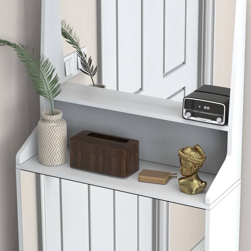 Freestanding Shoe Storage Rack Cabinet with 3 Mirrors, Durable MDF Design, Perfect for Hallway or Bedroom Organization